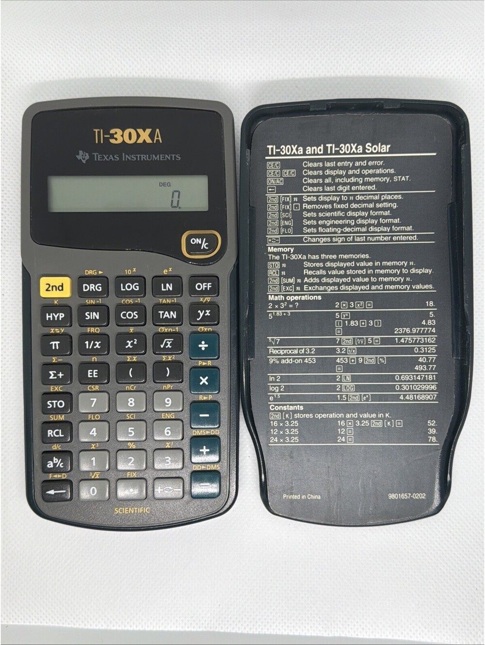 Texas Instruments TI-30Xa Scientific Calculator  With Instructions Insert Cover